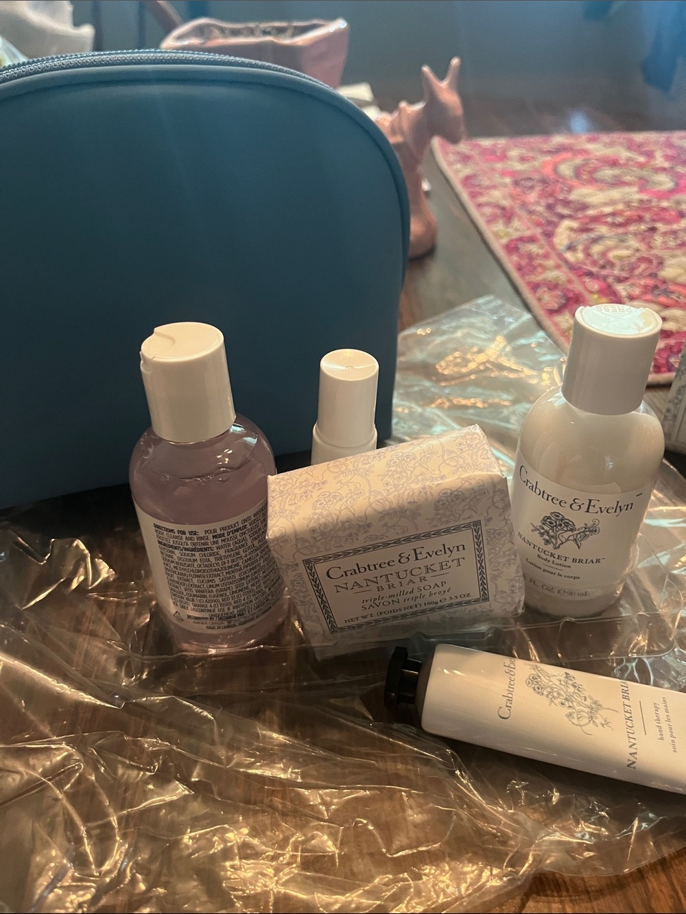 Crabtree & Evelyn Skincare Set with Blue Travel Pouch